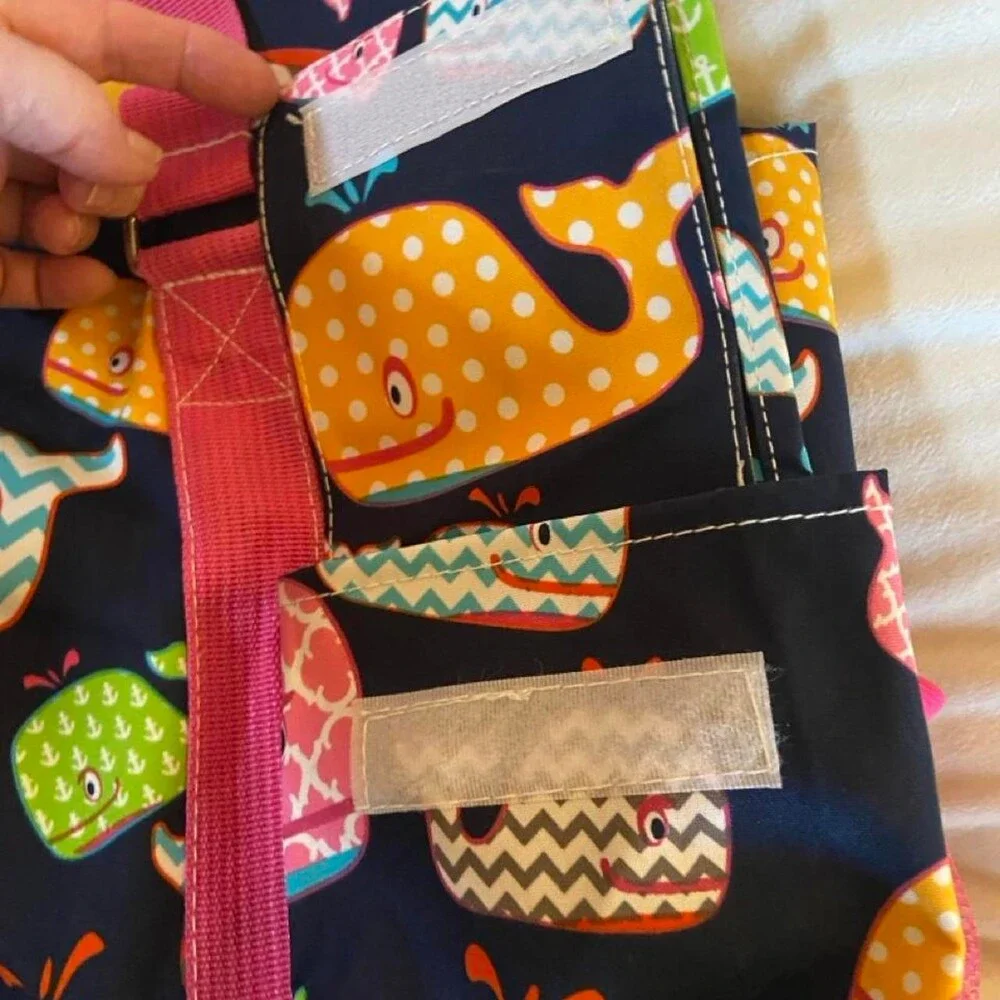 N’GIL WHALES Large Canvas Zippered Utility Tote Bag With 4 External Pockets. Thi
